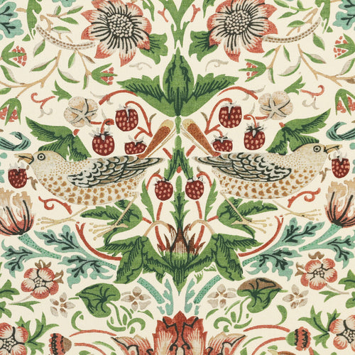 William Morris Strawberry Thief Printed Cotton Fabric Flax