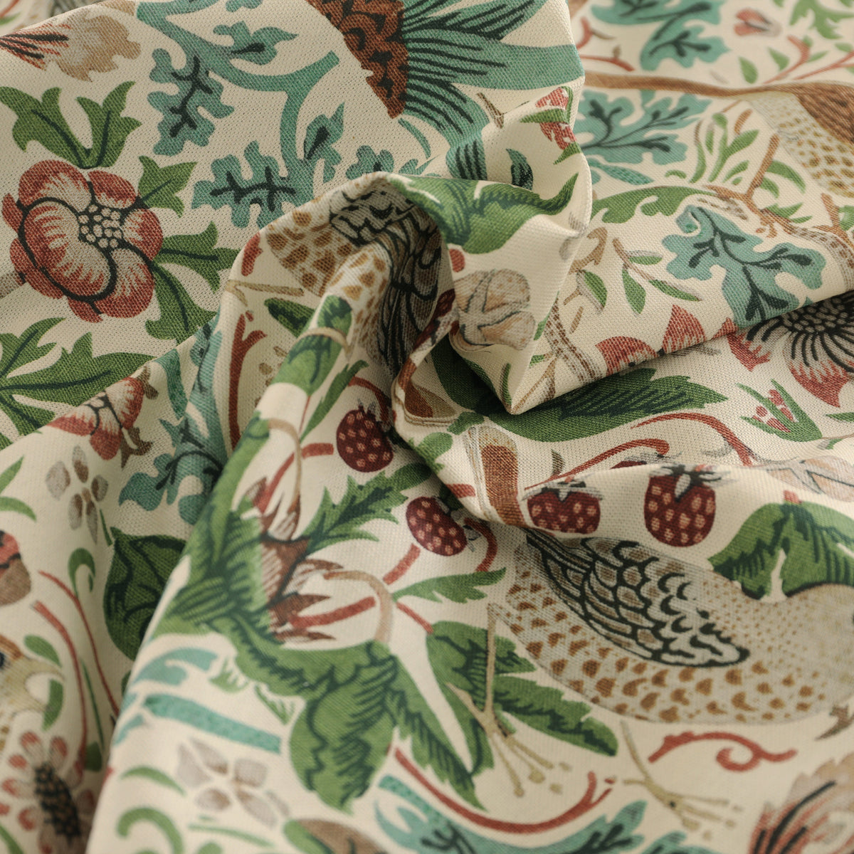 ANTE DECOR Strawberry Thief Printed Cotton Made To Measure Curtains Flax