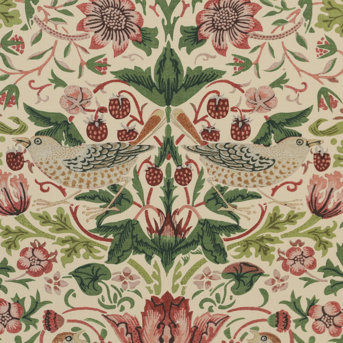 William Morris Strawberry Thief Printed Cotton Fabric Rose