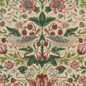 William Morris Strawberry Thief Printed Cotton Fabric Rose