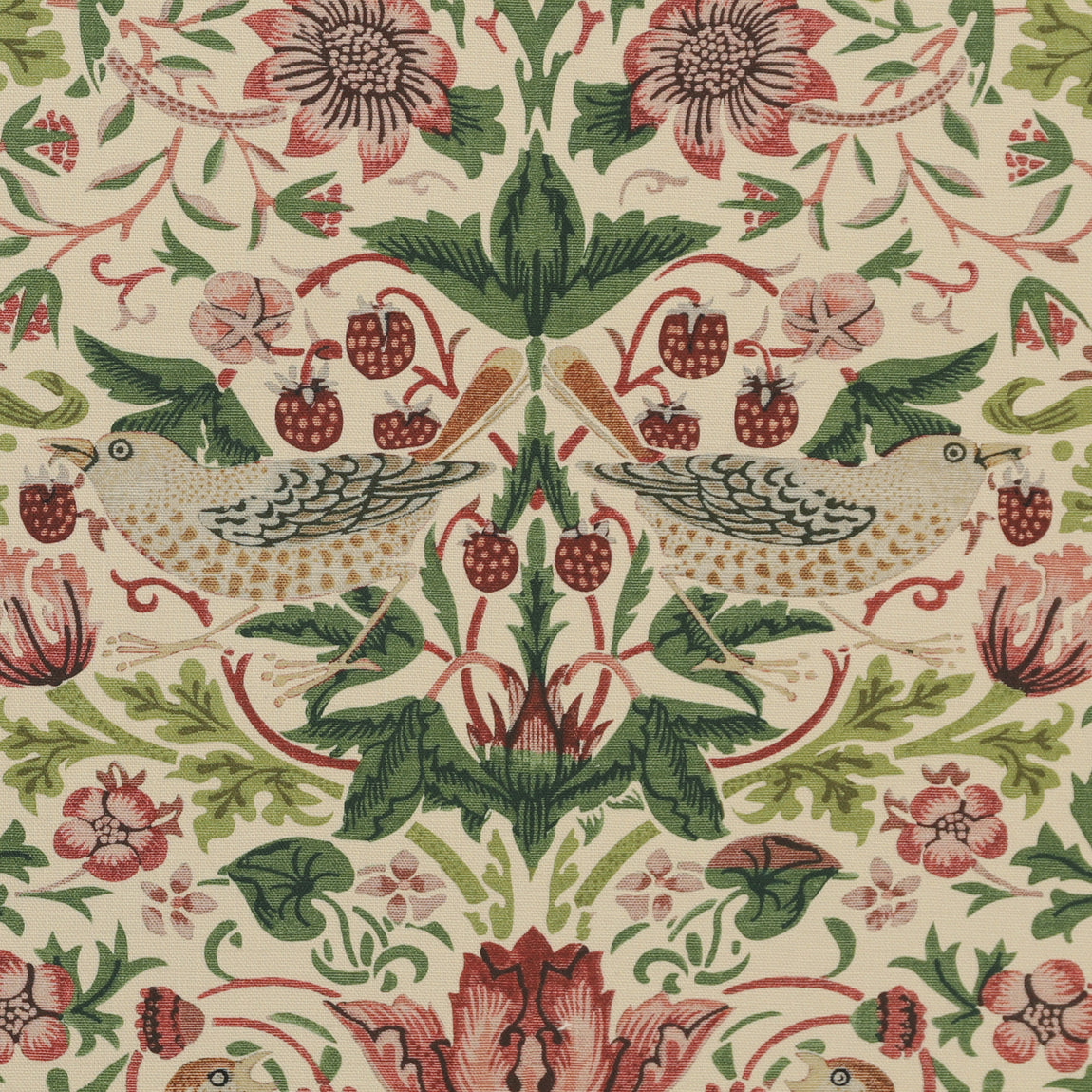 William Morris Strawberry Thief Printed Cotton Fabric Rose
