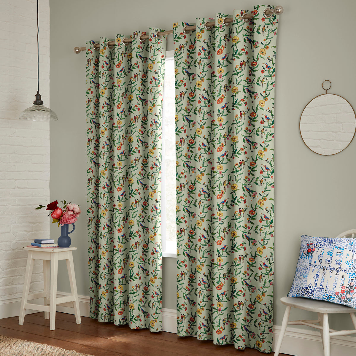 Cath Kidston Summer Birds Made to Measure Curtain Green