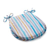 Summer Stripe Water Resistant Outdoor Rounded Seat Pad 42cm x 42cm Blue