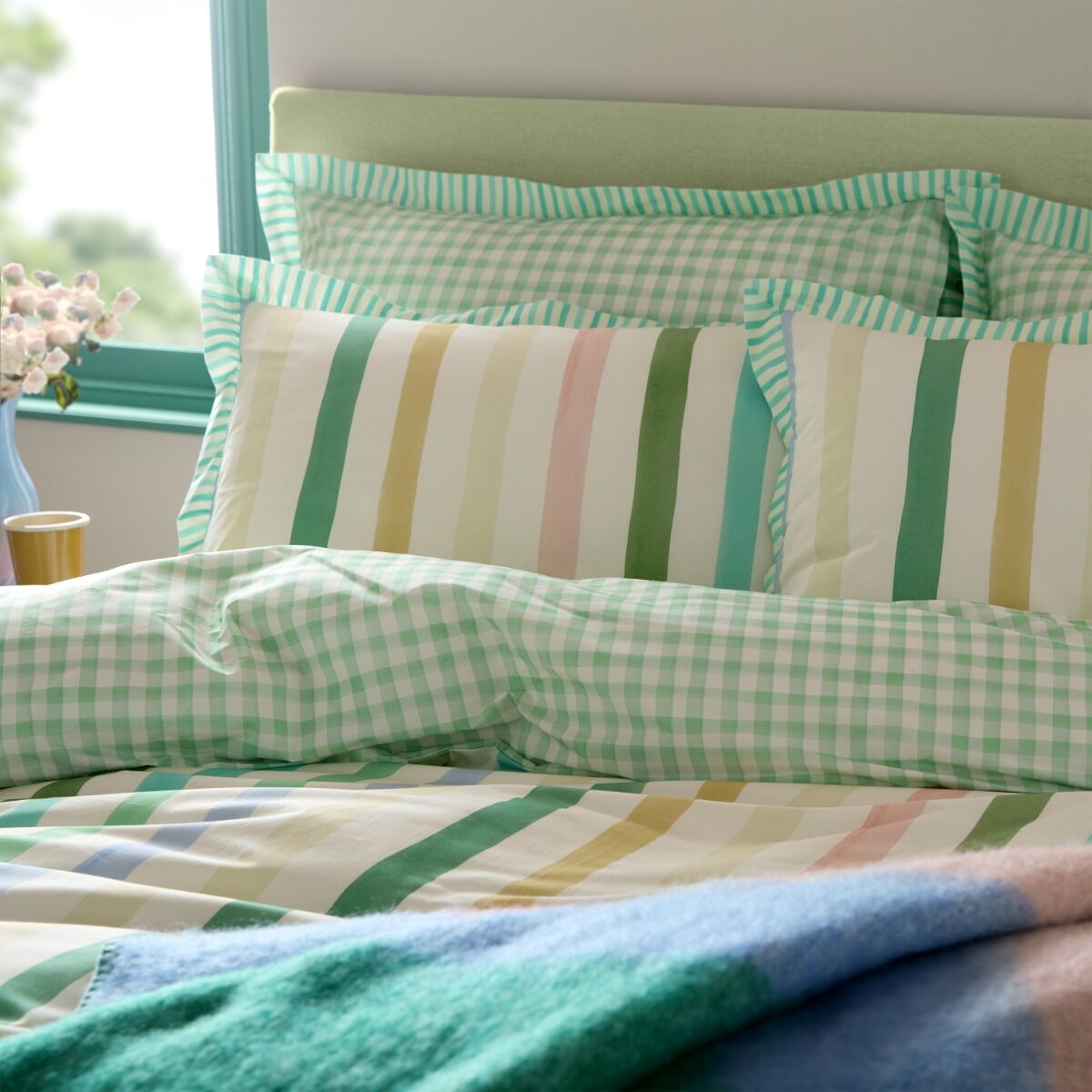 Bluebellgray Sunday Stripe Duvet Cover Bedding Set Botanical Greens