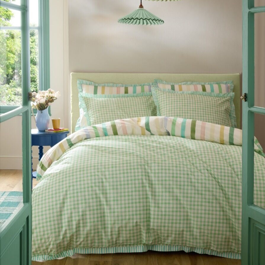 Bluebellgray Sunday Stripe Duvet Cover Bedding Set Botanical Greens