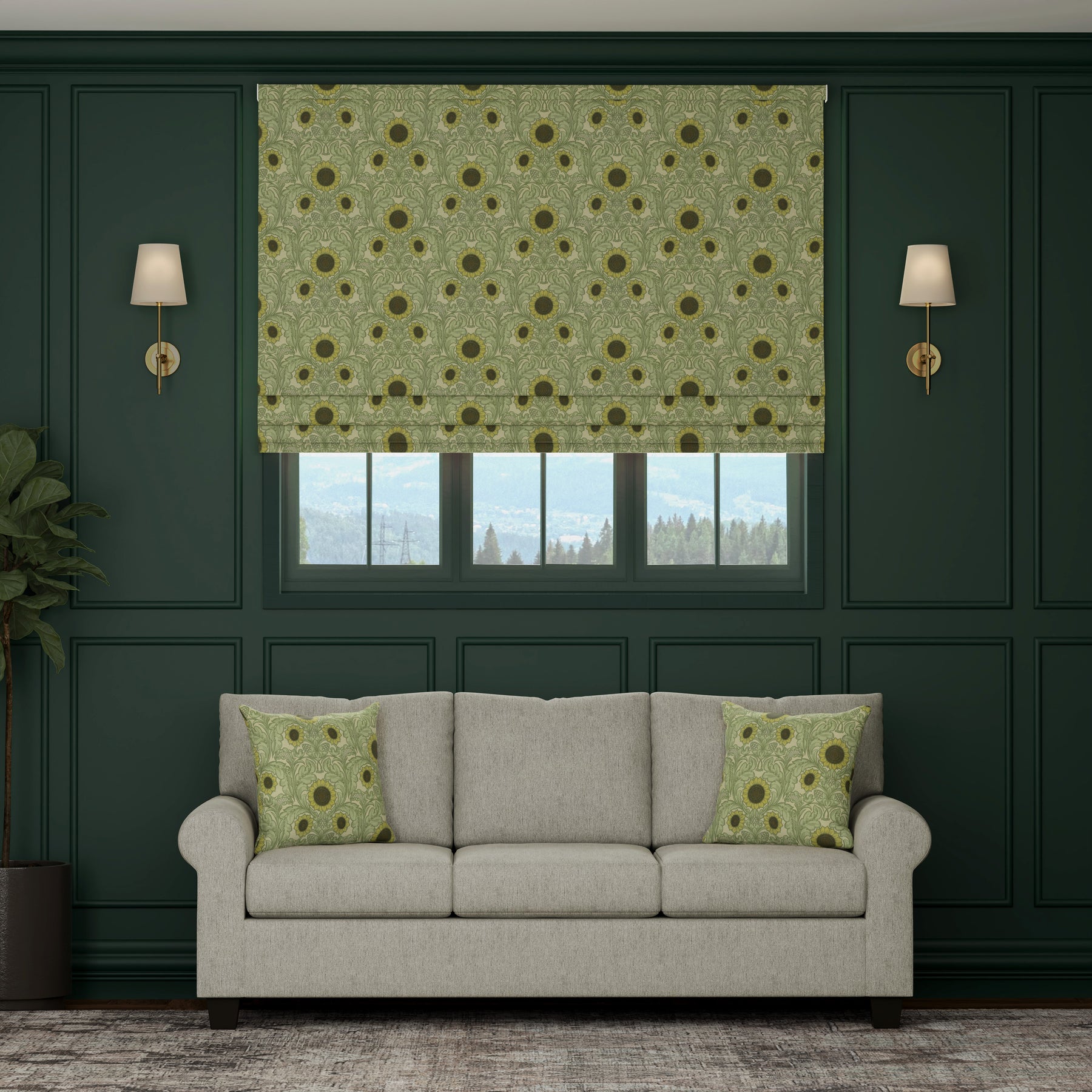 HOUSE Llewelyn-Bowen Sunny Side Up Printed Made To Measure Roman Blind Ivy