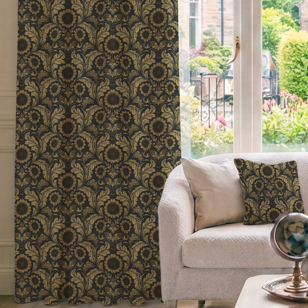 HOUSE Llewelyn-Bowen Sunny Side Up Printed Made To Measure Curtains Midnight