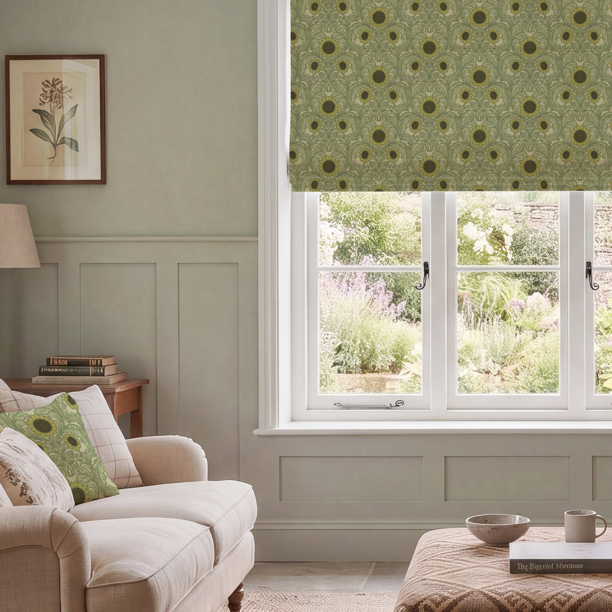 HOUSE Llewelyn-Bowen Sunny Side Up Printed Made To Measure Roman Blind Ivy