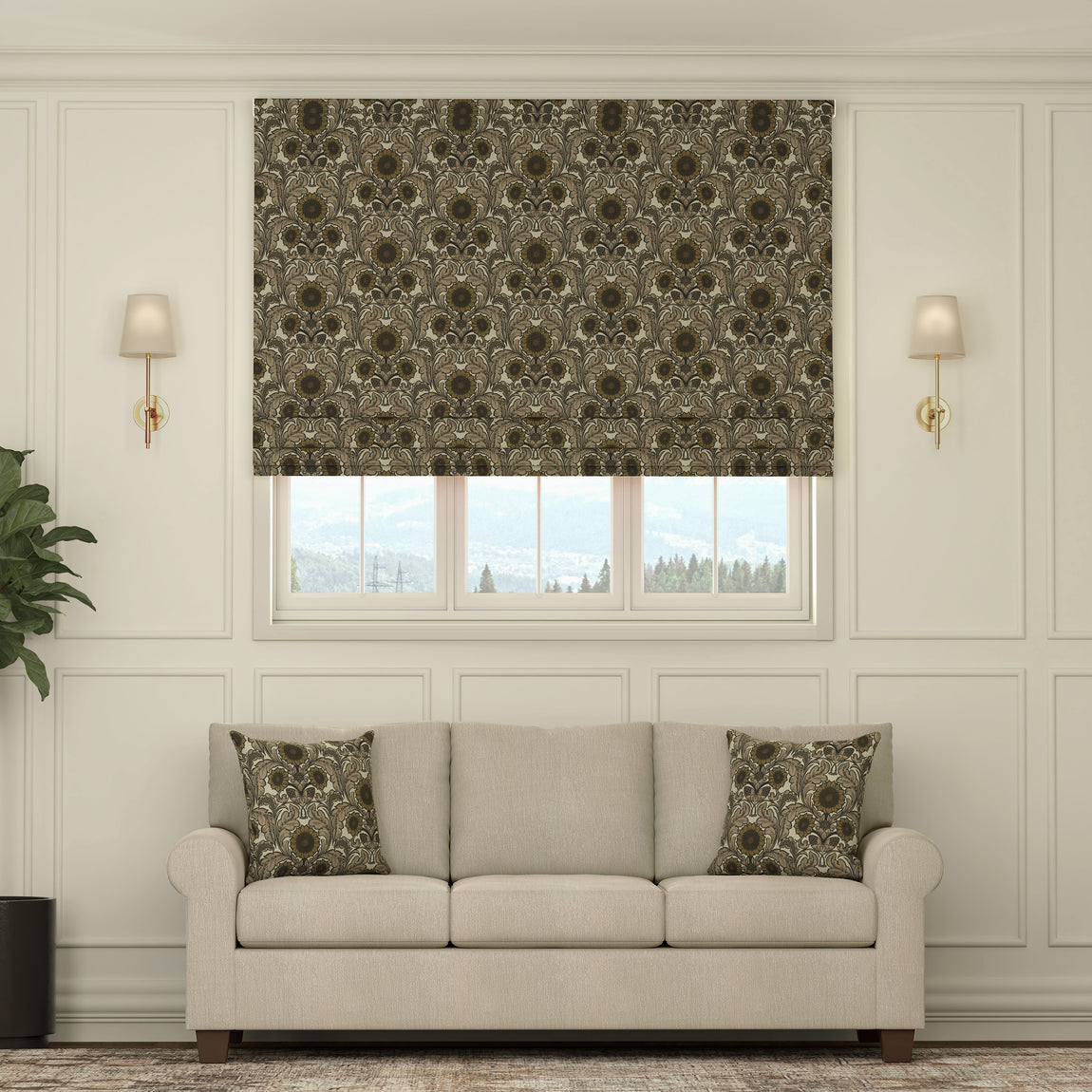 HOUSE Llewelyn-Bowen Sunny Side Up Printed Made To Measure Roman Blind Caviar