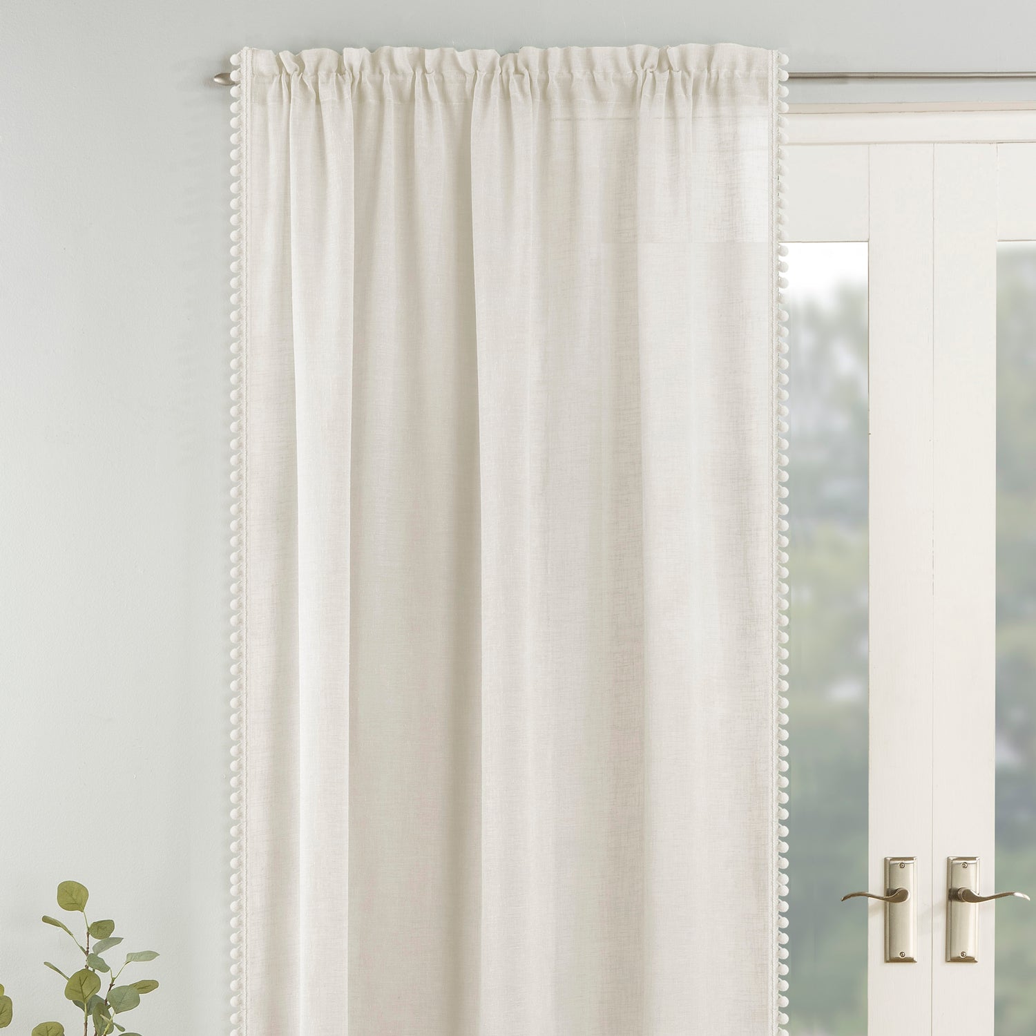 Tahiti Slot Top Ready Made Single Voile Curtain Cream