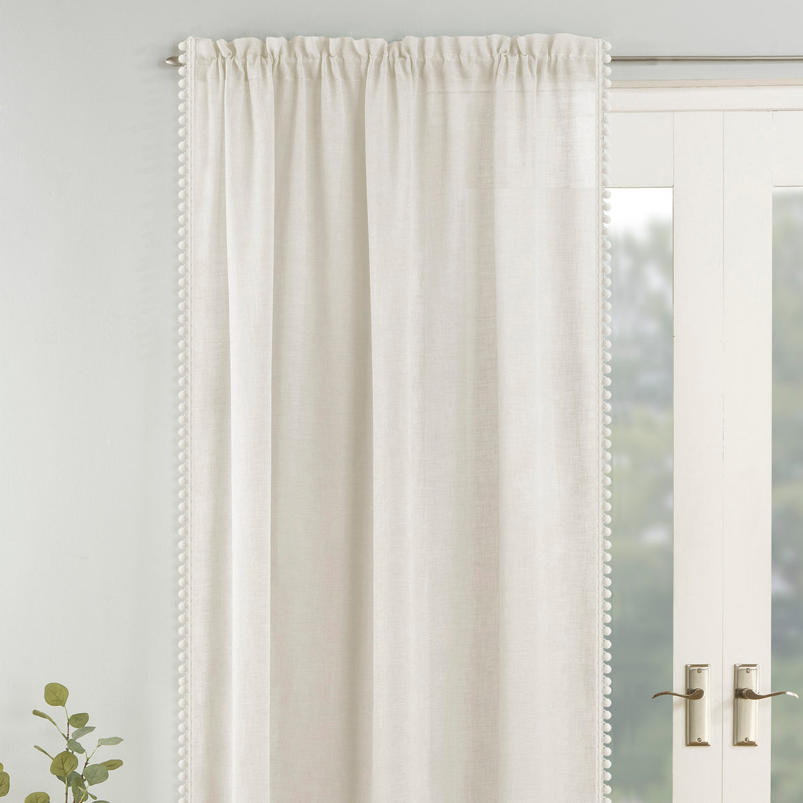 Tahiti Slot Top Ready Made Single Voile Curtain Cream