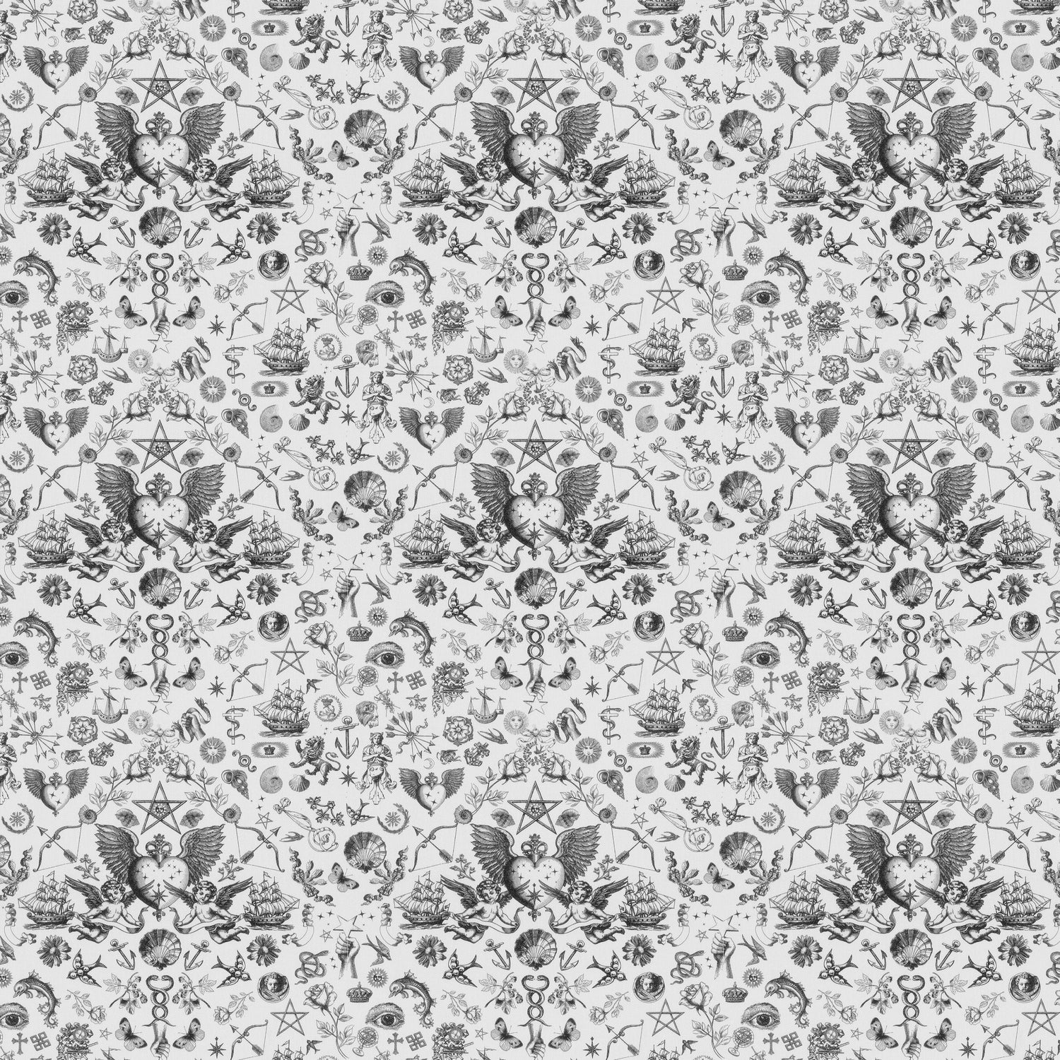 Carrie Neely Tattoo Angel Fabric Charcoal