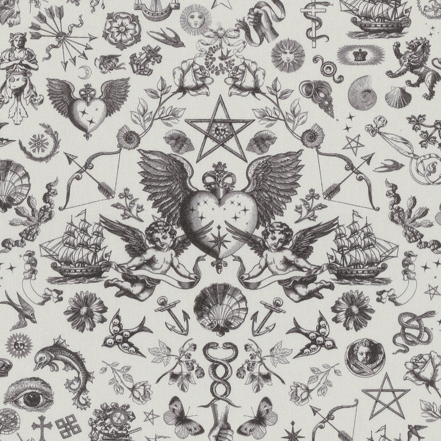 Carrie Neely Tattoo Angel Fabric Charcoal