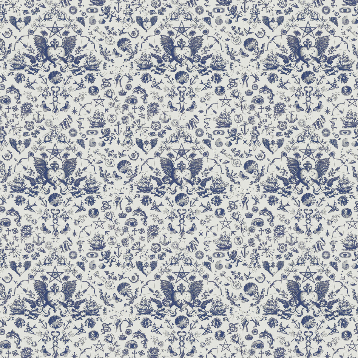 Carrie Neely Tattoo Angel Fabric Blue