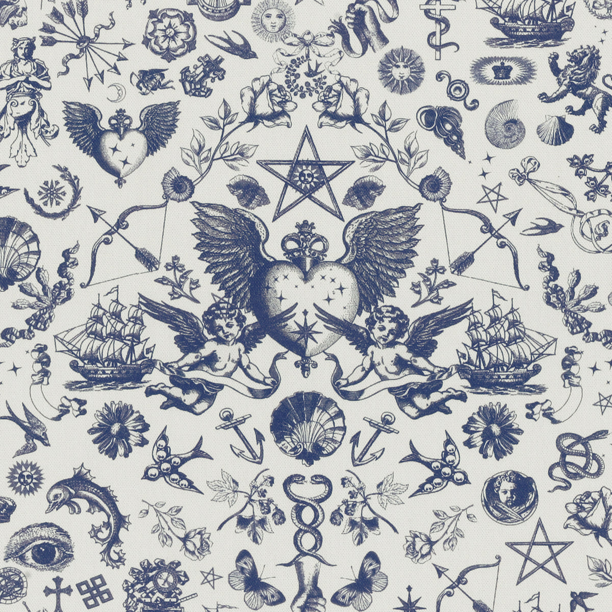 Carrie Neely Tattoo Angel Made To Measure Curtains Blue