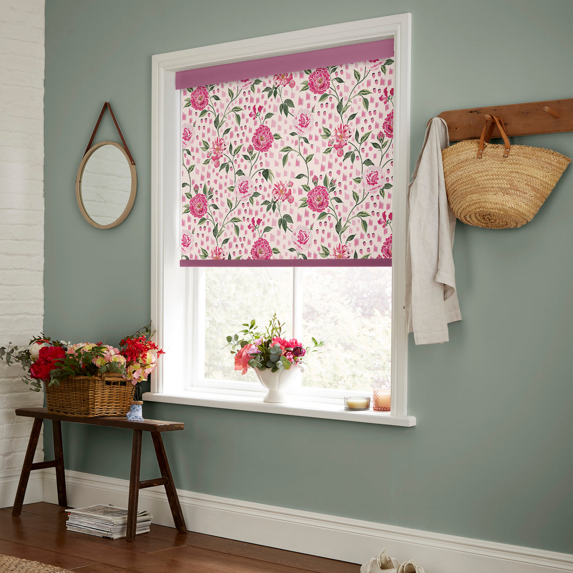 Cath Kidston Tea Rose Made to Measure Roller Blind Pink