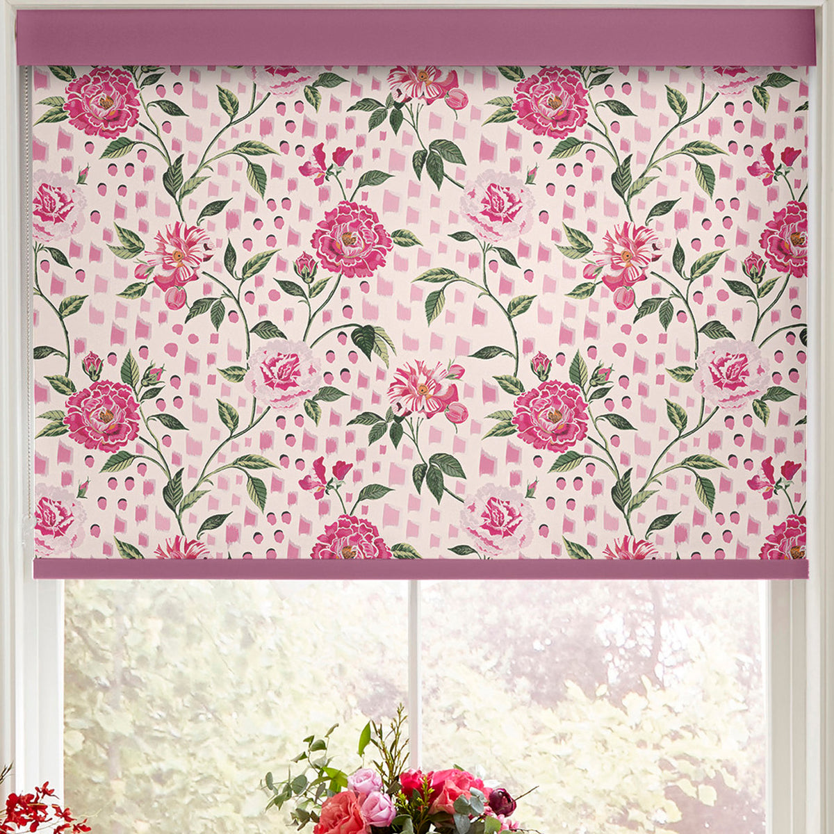 Cath Kidston Tea Rose Made to Measure Blackout Roller Blind Pink