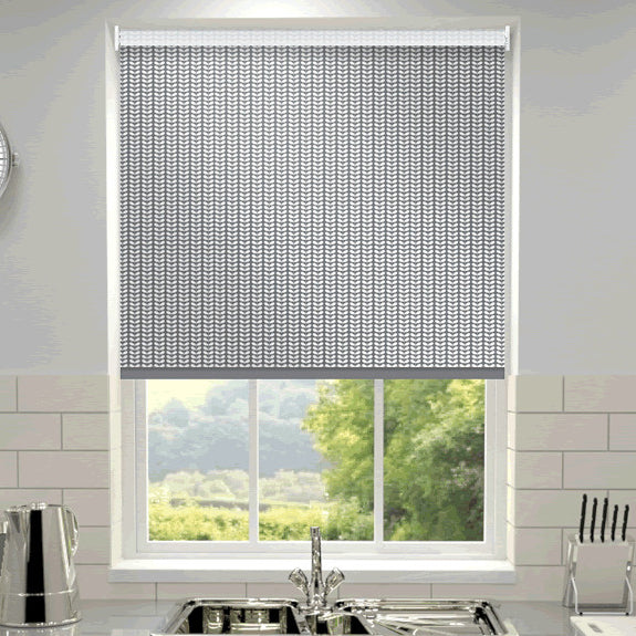 Orla Kiely Tiny Stem Made to Measure Blackout Roller Blind Cool Grey