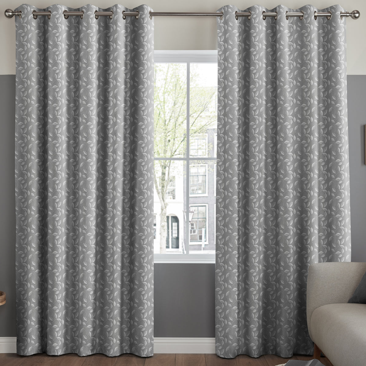 Leaf Vine Made to Measure Curtain Graphite