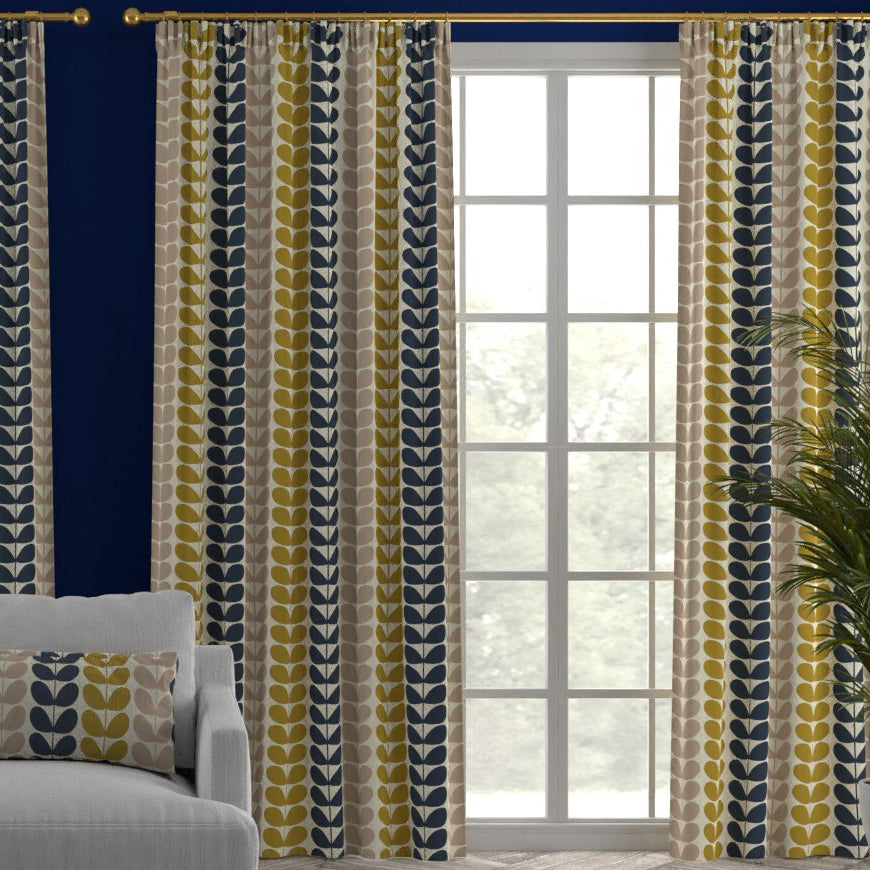 Orla Kiely Trio Stem Made to Measure Curtain Ochre