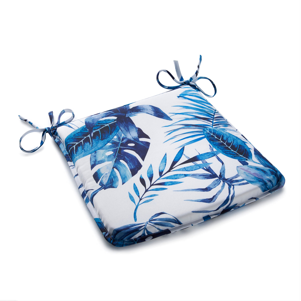 Tropical Water Resistant Outdoor Square Seat Pad 42cm x 42cm Blue
