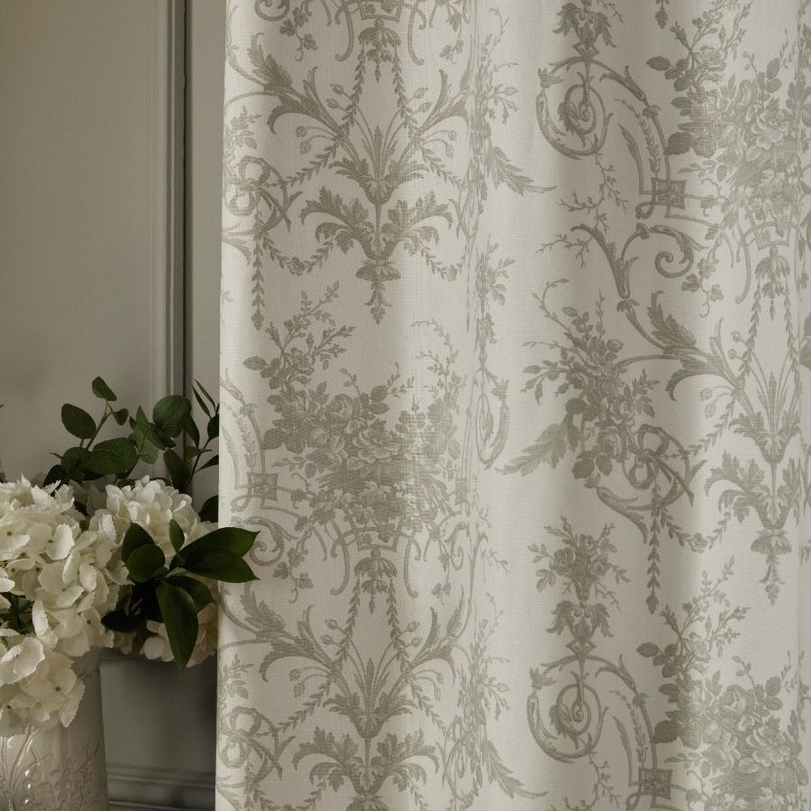 Laura Ashley Tuileries Ready Made Blackout Eyelet Curtains Dark Dove Grey