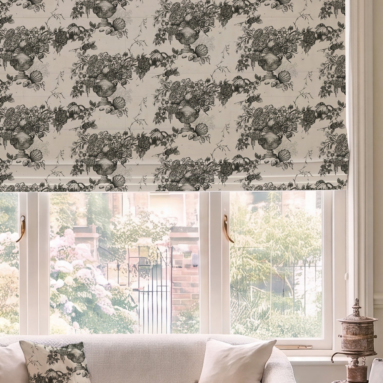 HOUSE Llewelyn-Bowen Vacannes Made To Measure Roman Blind Ivory Mortar