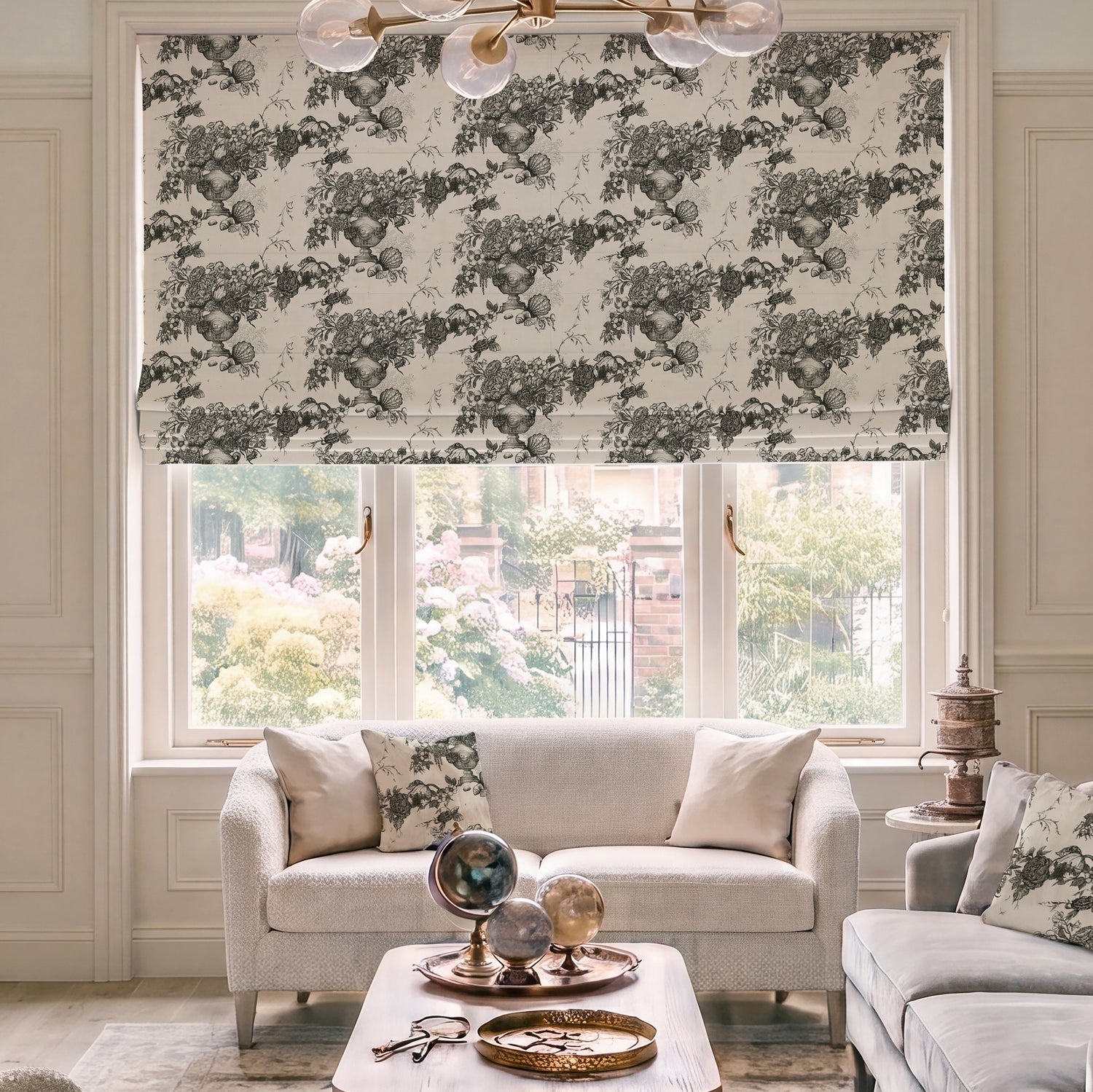 HOUSE Llewelyn-Bowen Vacannes Made To Measure Roman Blind Ivory Mortar