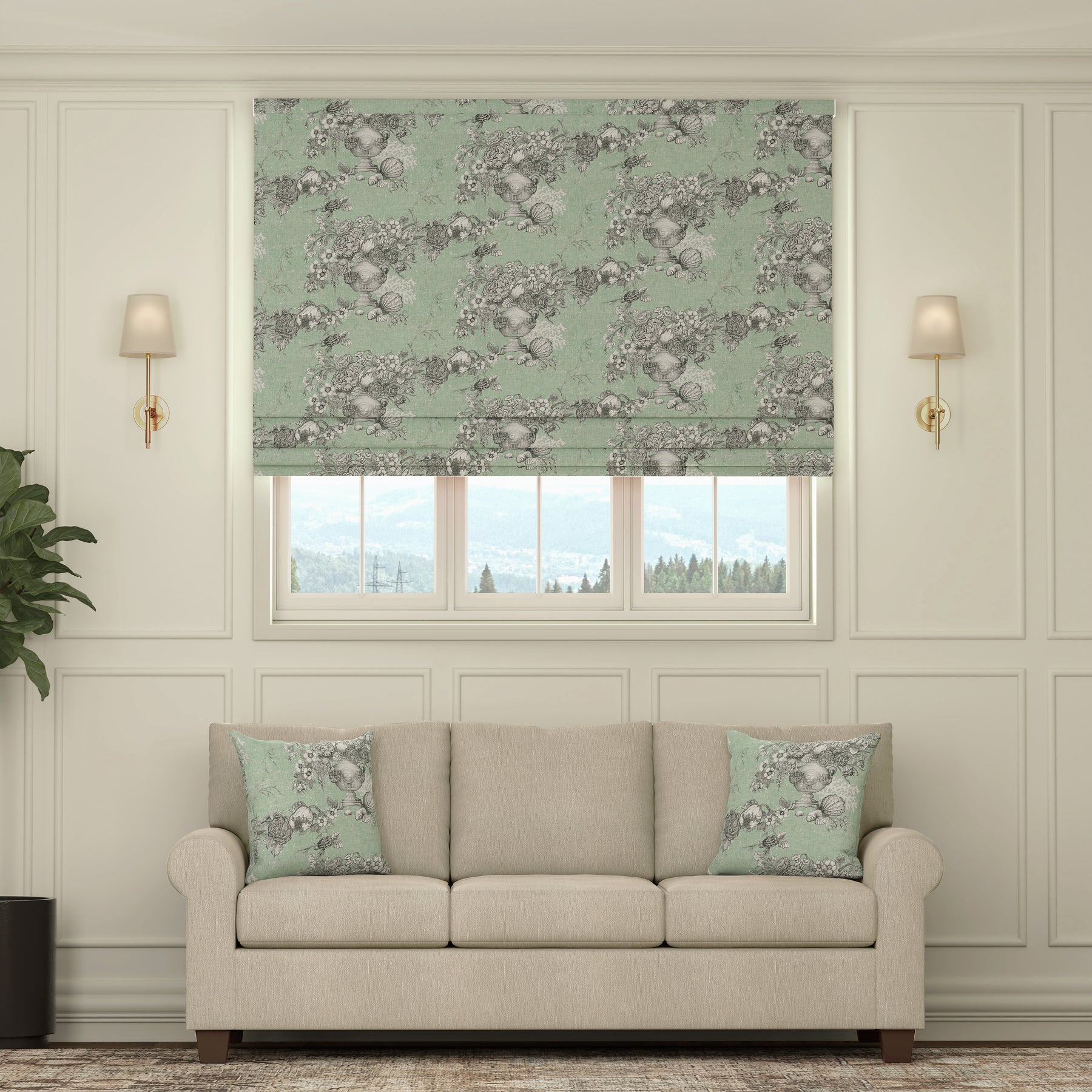 HOUSE Llewelyn-Bowen Vacannes Made To Measure Roman Blind Mistleaf