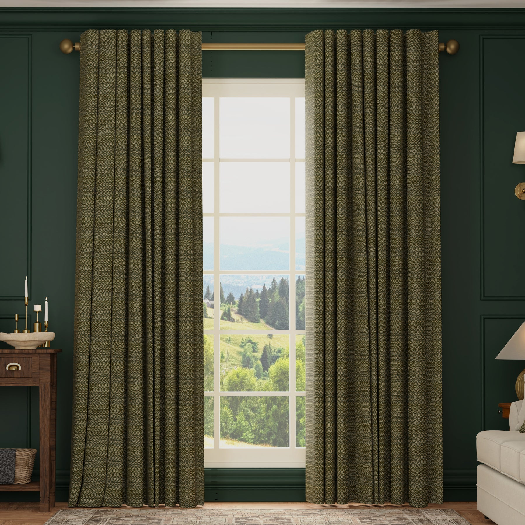 HOUSE Llewelyn-Bowen Divina Made To Measure Curtains Forest Green
