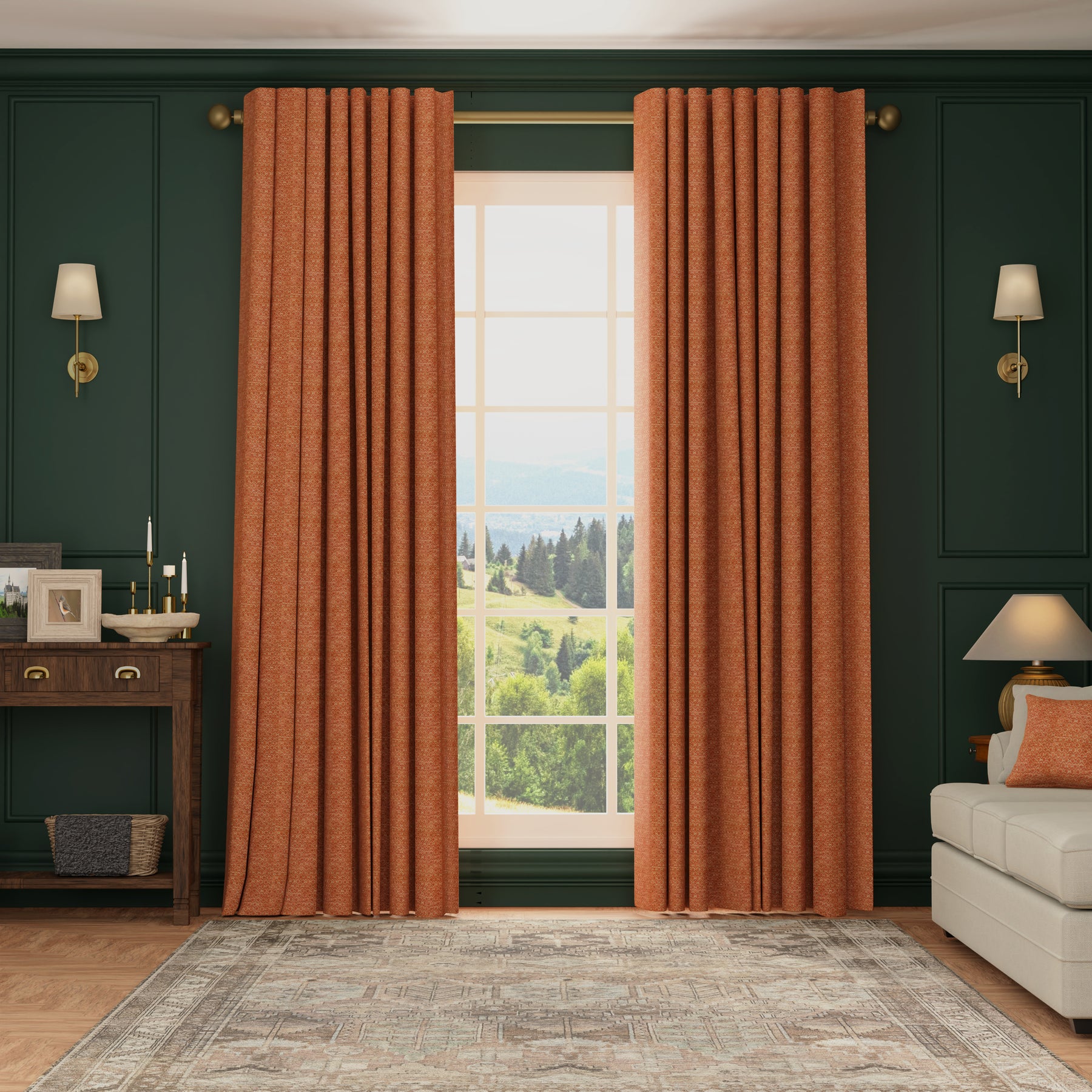 HOUSE Llewelyn-Bowen Divina Made To Measure Curtains Burnt Orange