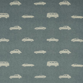 ANTE DECOR Vintage Cars Printed Cotton Fabric Denim