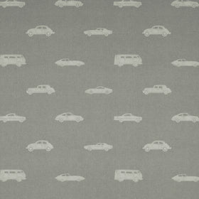 ANTE DECOR Vintage Cars Printed Cotton Fabric French Grey