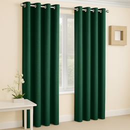 Vogue Thermal Blockout Ready Made Eyelet Curtains Green