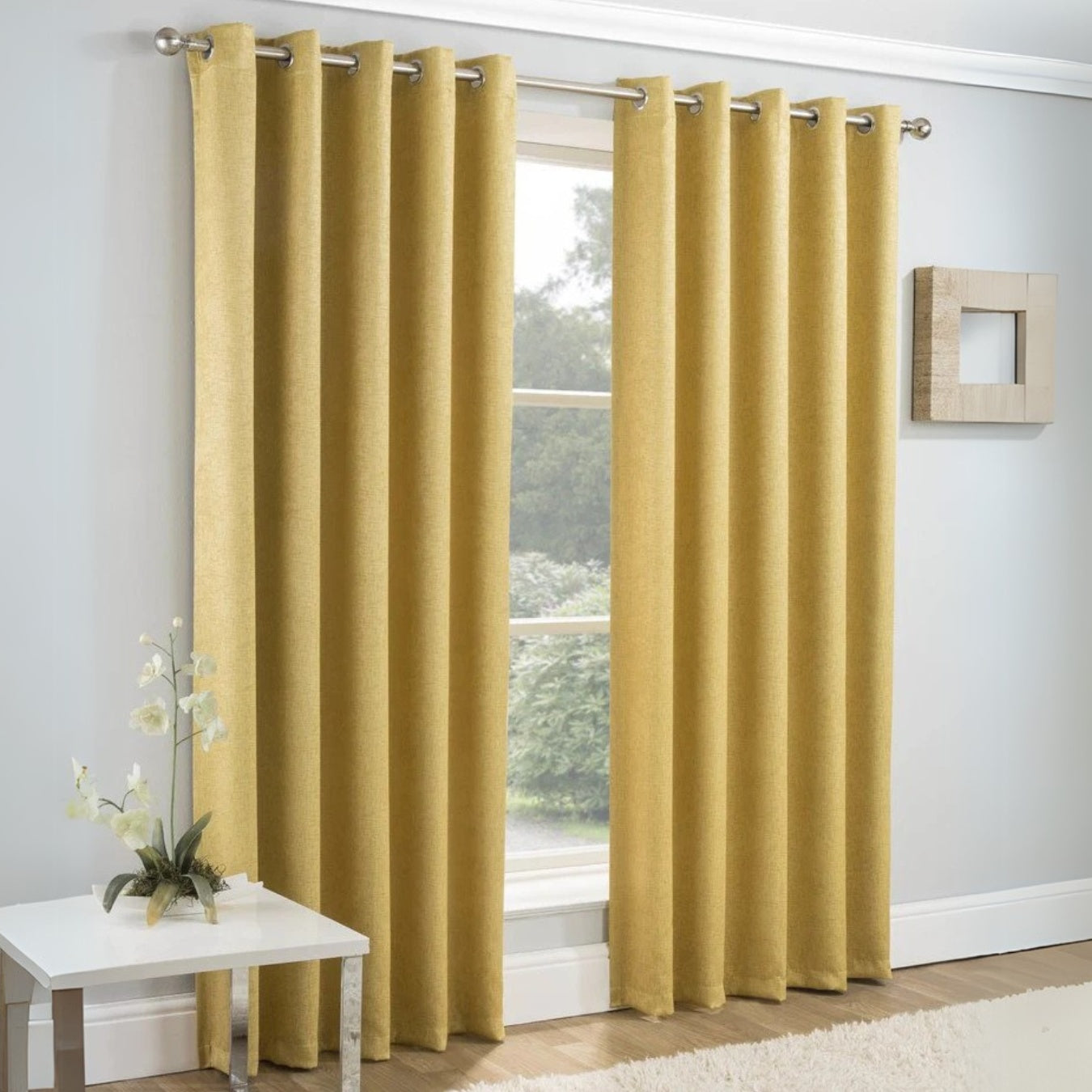 Vogue Thermal Blockout Ready Made Eyelet Curtains Ochre