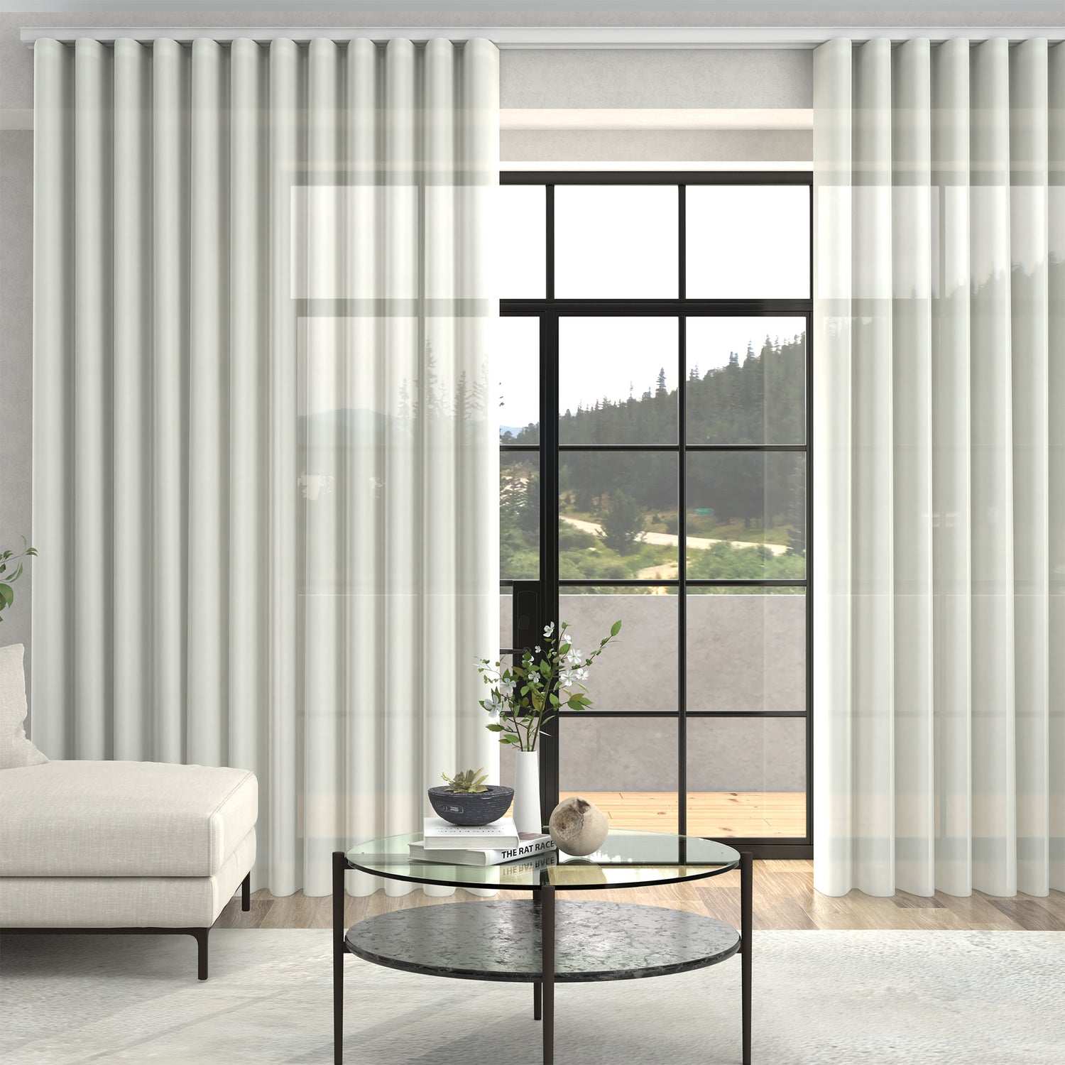 Giselle Voile Made To Measure Wave Curtain + FREE Track Cream