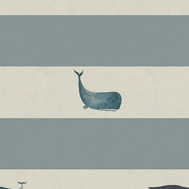 Sophie Allport Whale Stripe Made to Measure Blackout Roller Blind Deep Duck Egg