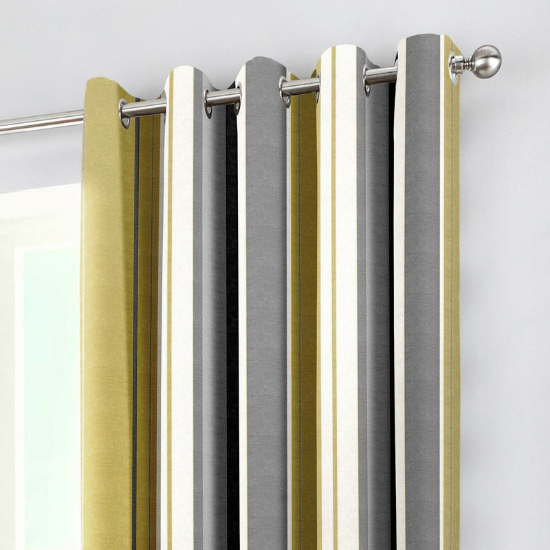 Fusion Whitworth Lined Ready Made Eyelet Curtains Ochre