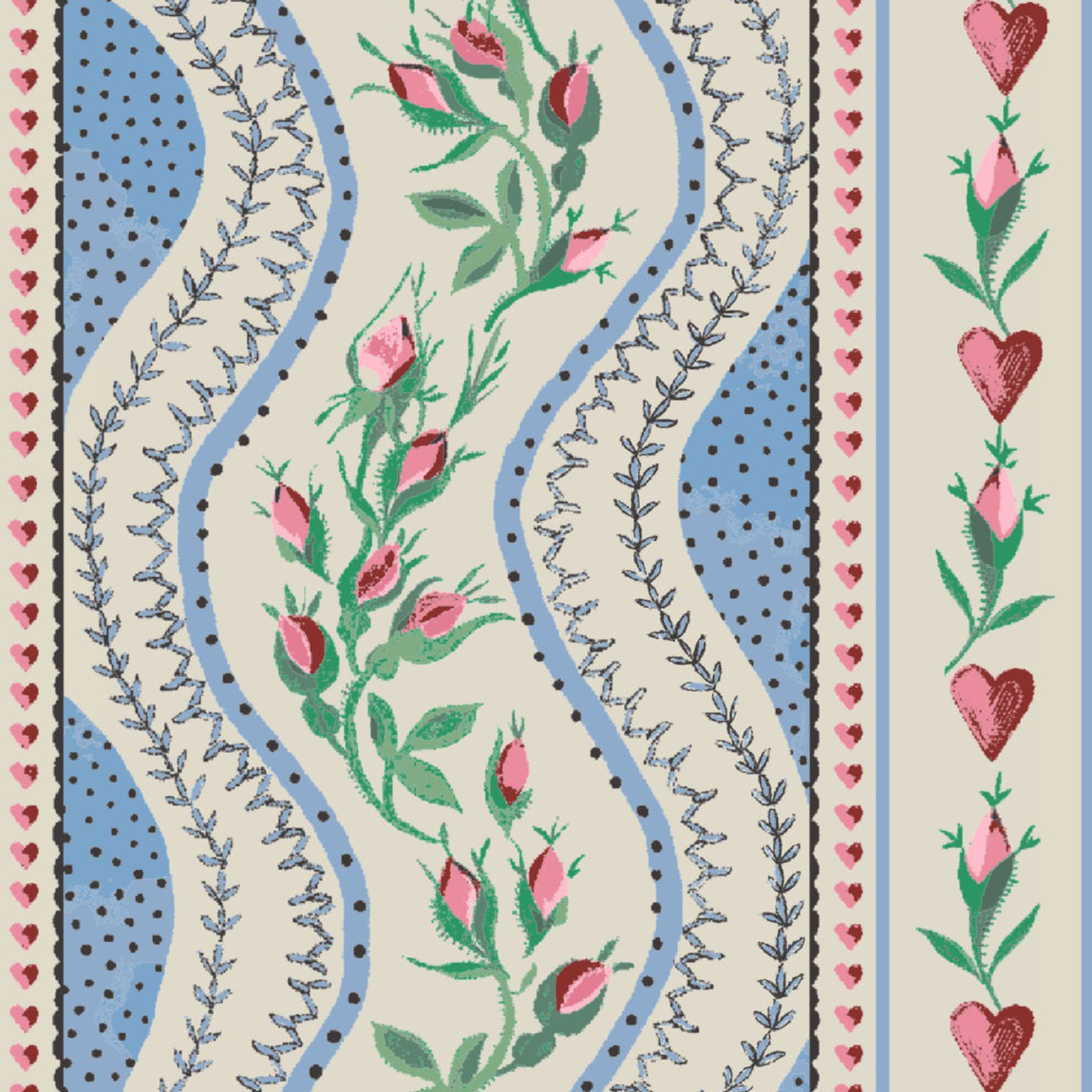 Cath Kidston Wiggle Rose Made to Measure Curtain Blue