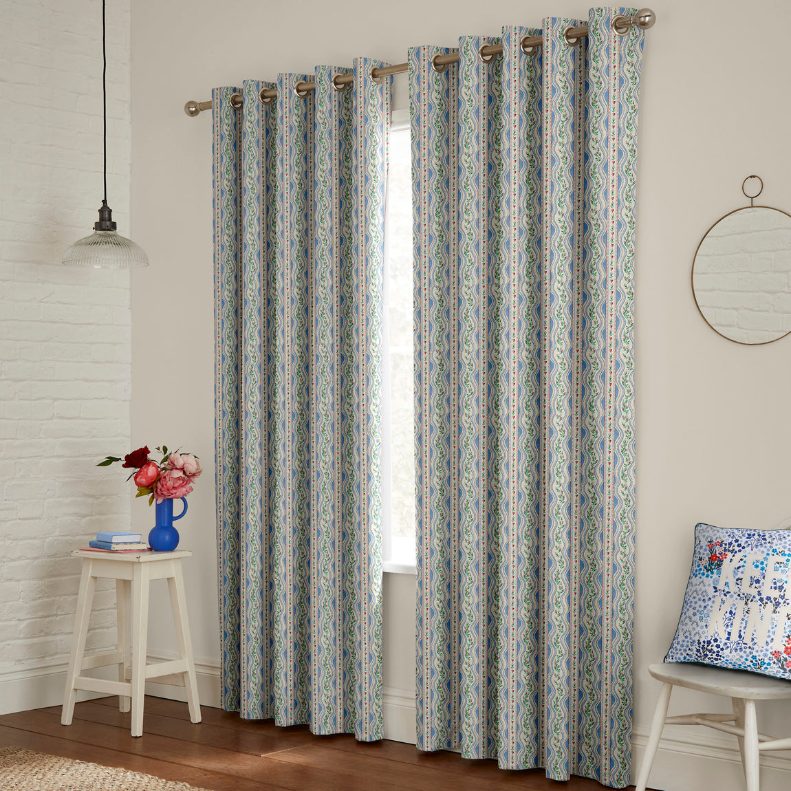 Cath Kidston Wiggle Rose Made to Measure Curtain Blue