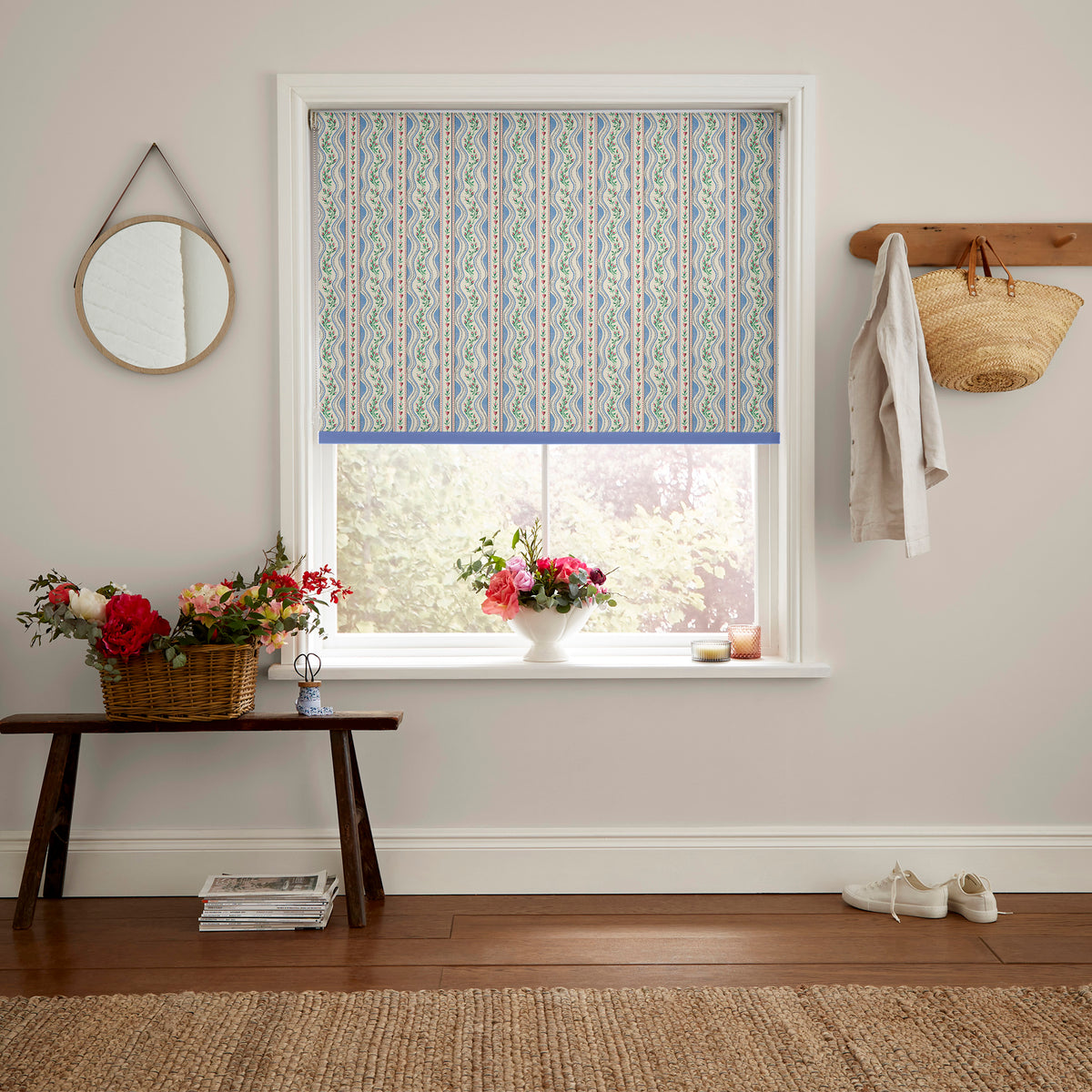 Cath Kidston Wiggle Rose Made to Measure Roller Blind Blue