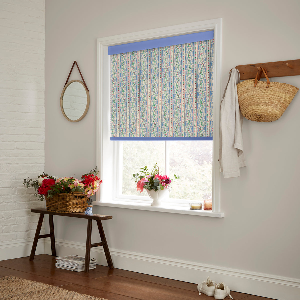 Cath Kidston Wiggle Rose Made to Measure Roller Blind Blue