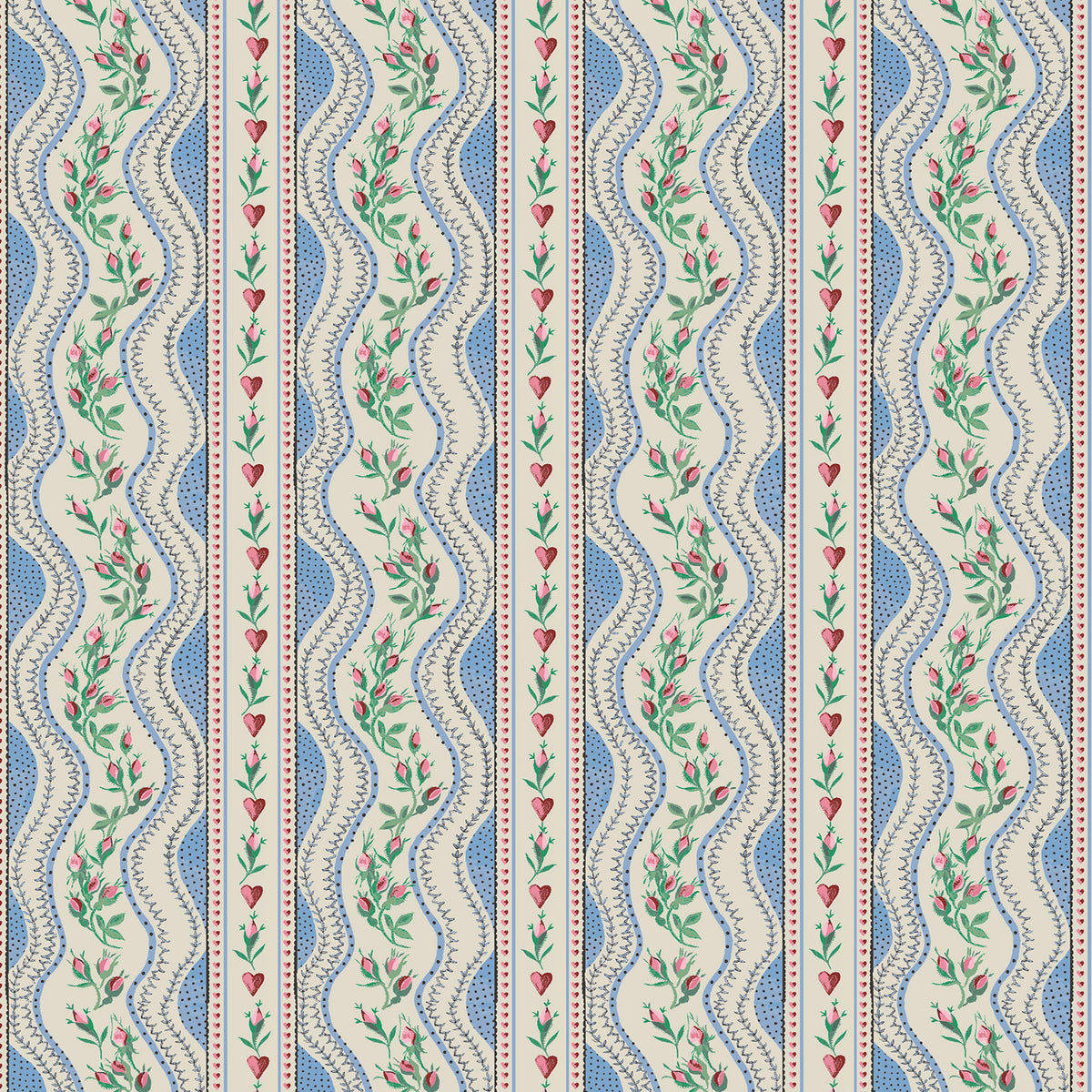 Cath Kidston Wiggle Rose Made to Measure Blackout Roller Blind Blue