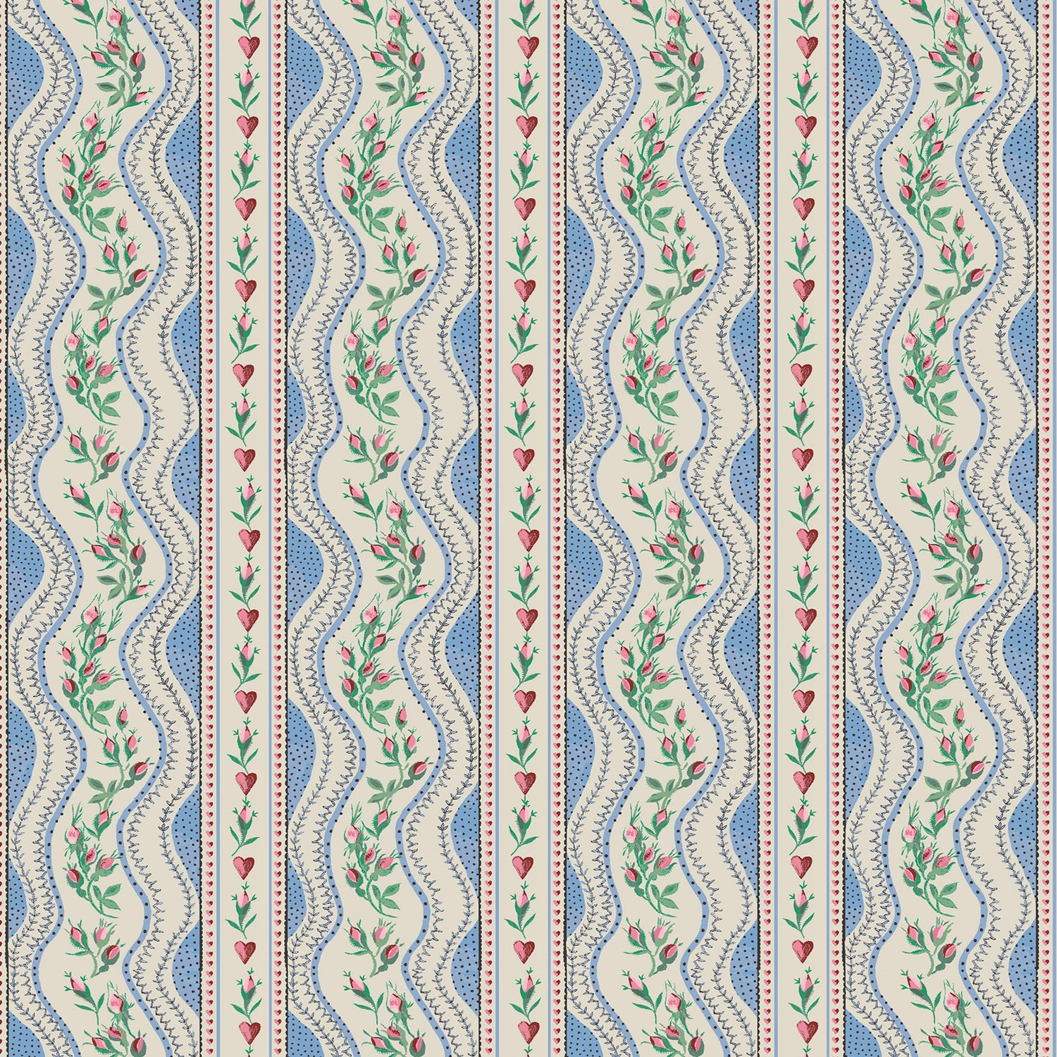 Cath Kidston Wiggle Rose Made to Measure Roman Blind Blue