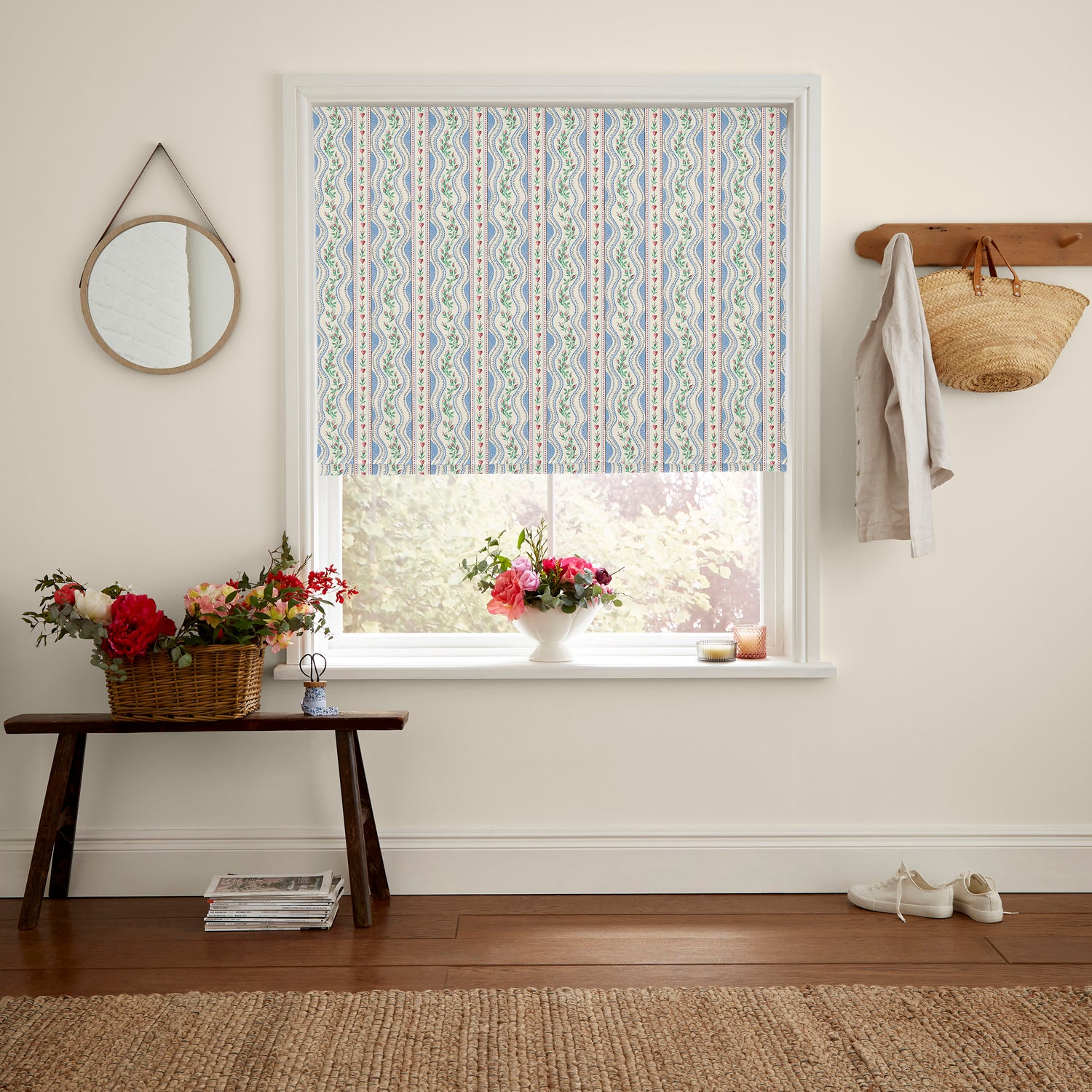Cath Kidston Wiggle Rose Made to Measure Roman Blind Blue
