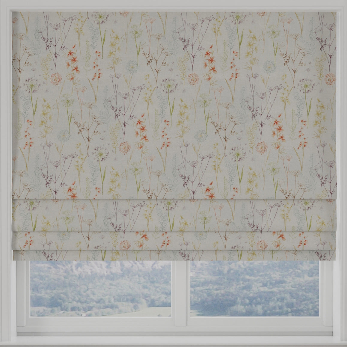 Wild Flower Made to Measure Roman Blind Terracotta