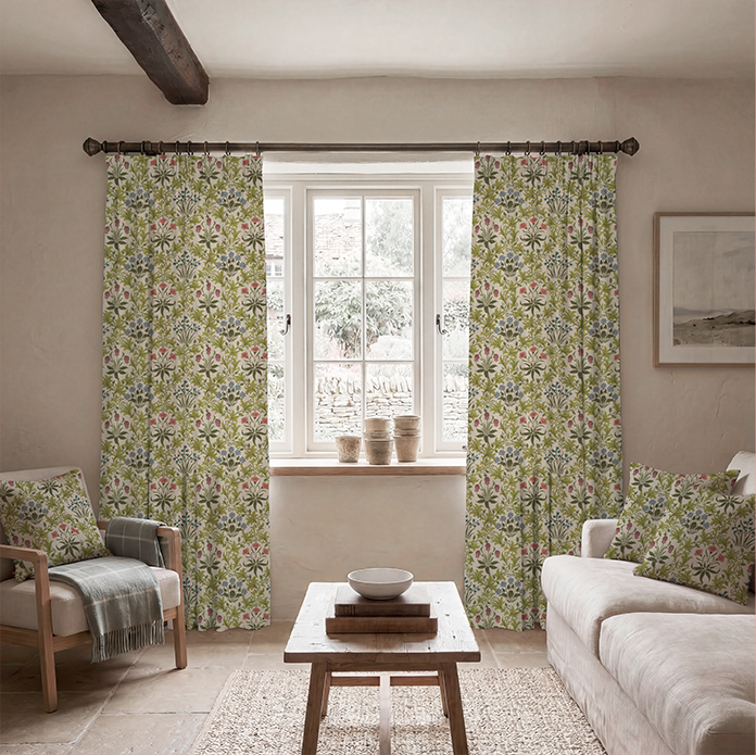 William Morris Celandine Fabric Blush Blue