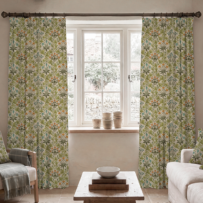 William Morris Celandine Made To Measure Curtains Yellow Blue