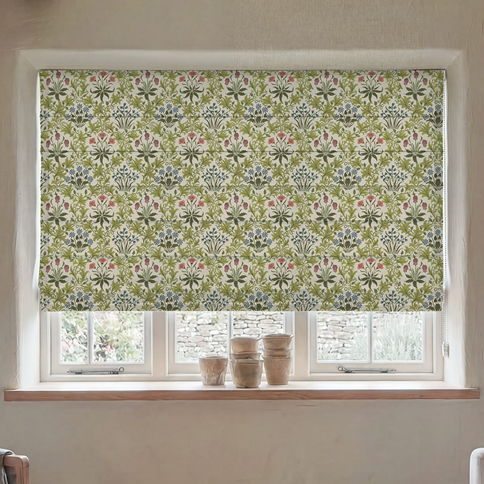 William Morris Celandine Made To Measure Roman Blind Blush Blue