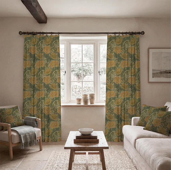 William Morris Chrysanthemum Made To Measure Roman Blind Ochre